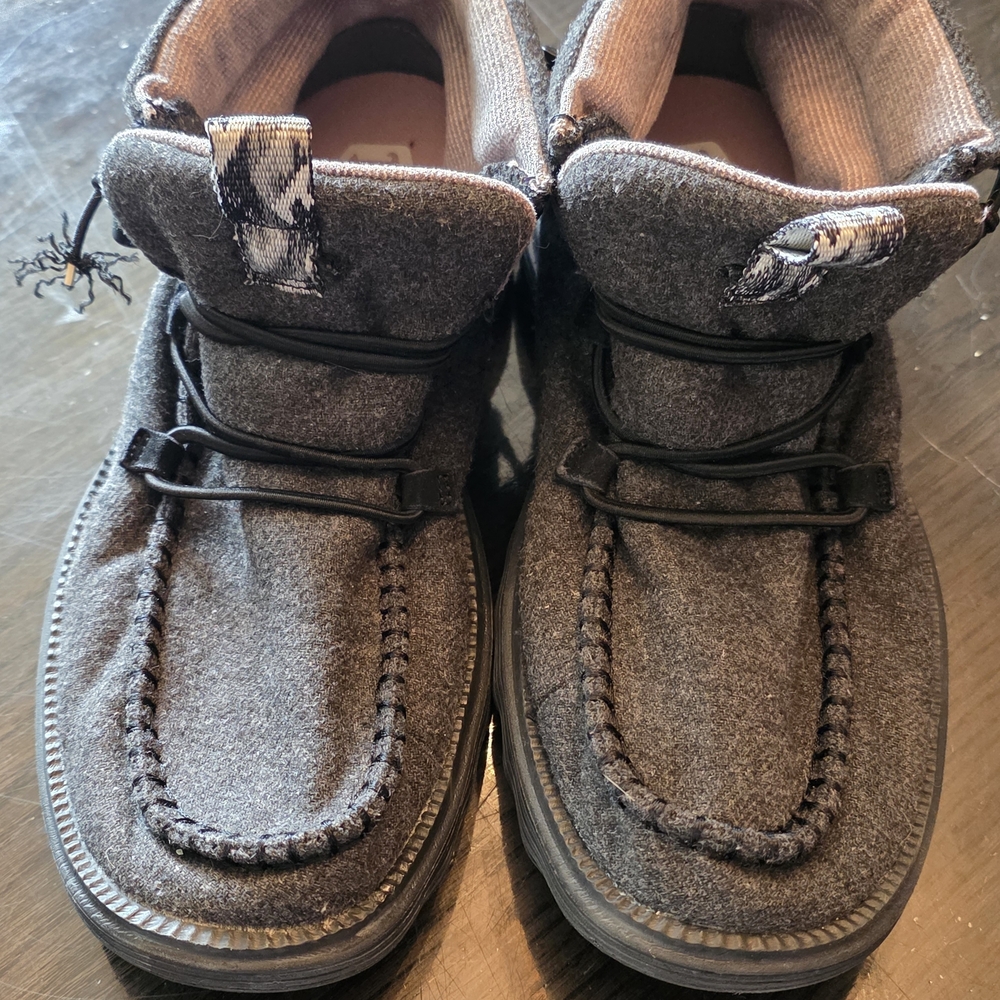 Hey Dude Reyes Boot Gray Felt Lace-Up Ankle Booties Size 9